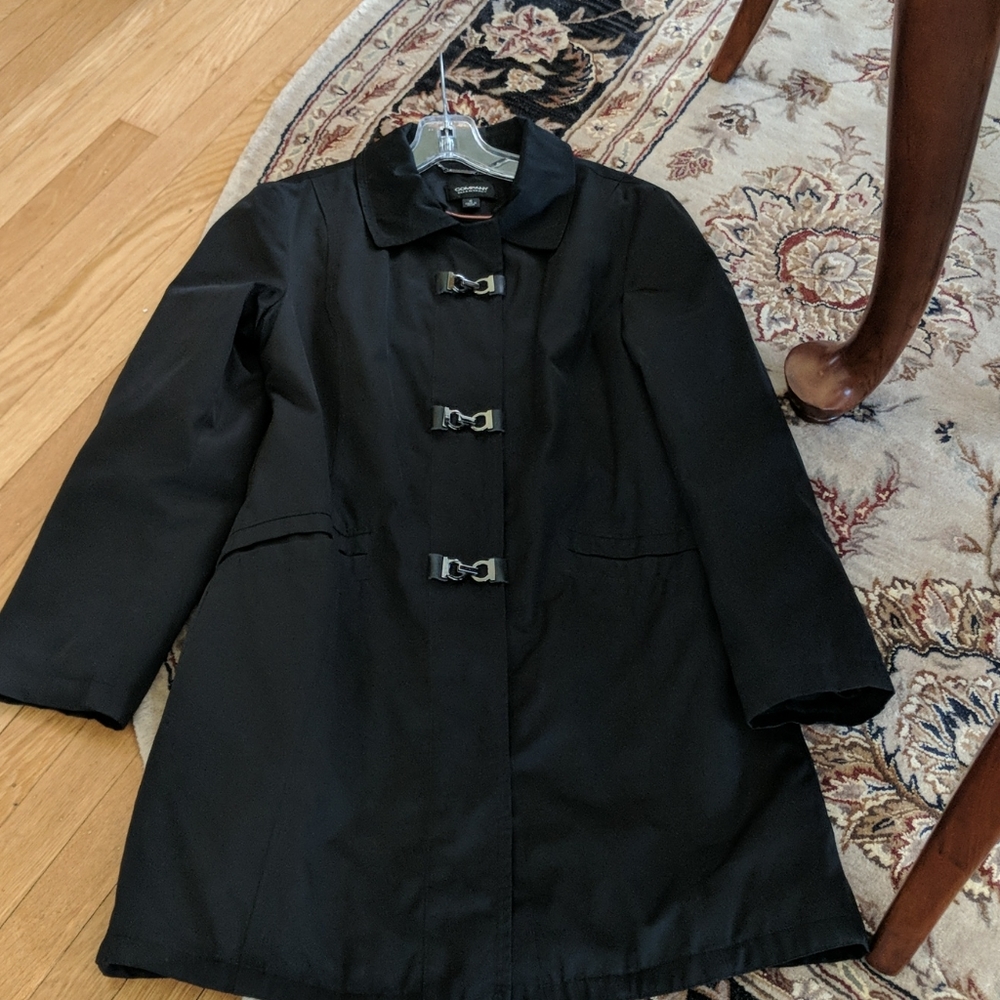 Black Trench Coat with Toggle Closures - Women